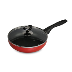 TOPPER NON STICK GLAMOUR FRY PAN WITH LID RED 26 CM