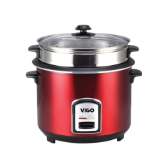 VIGO RICE COOKER- 3.0 L 50-05 SS RED (DOUBLE POT)