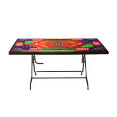 DECO TABLE 6 SEAT S/L PRINT REX BLACK