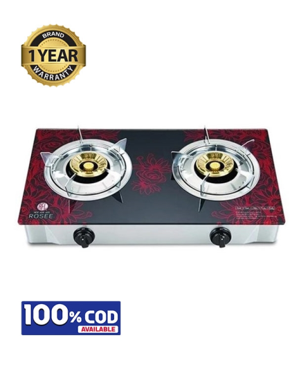 RFL Glass Double Gas Stove Rosee LPG