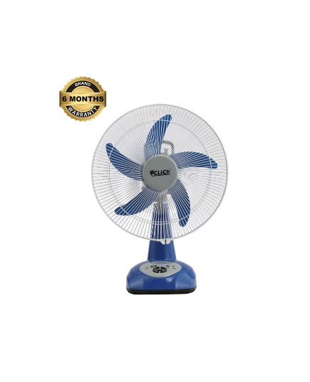 Click Rech. Table Fan-14''(Blue)-USB Charger