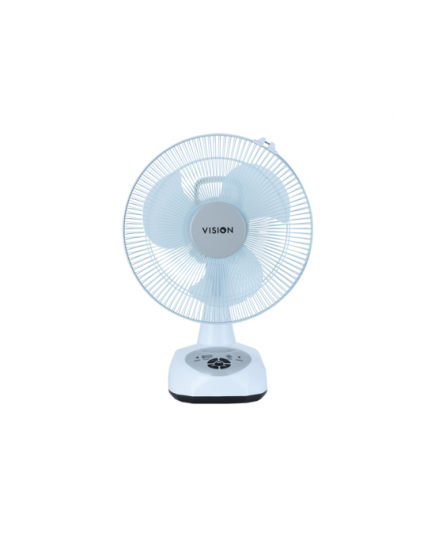 VISION Rechargeable Table Fan 12" White USB charger