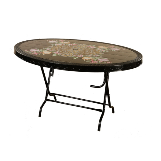 6 SEATED DELUXE TABLE-PRINT BLACK FLOWER (ST/L)