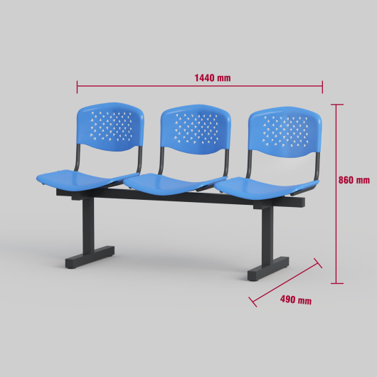 Indigo Waiting Chair INDIGO THREE SEAT WAITING CHAIR-BLUE 993030