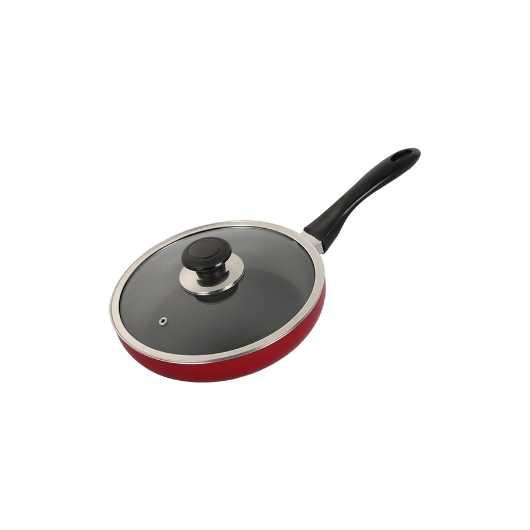 TOPPER NON STICK GLAMOUR FRY PAN WITH LID RED 24 CM
