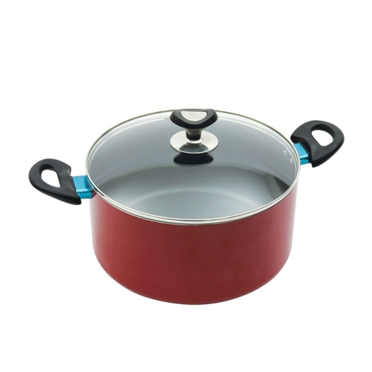 TOPPER NON STICK GLAMOUR CASSEROLE WITH LID RED 24 CM