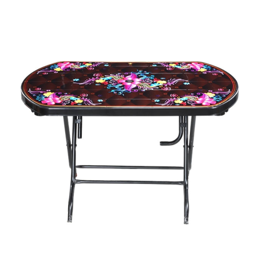 DINING TABLE 4 SEAT SEMI OVAL S/L PRINTED - BLACK