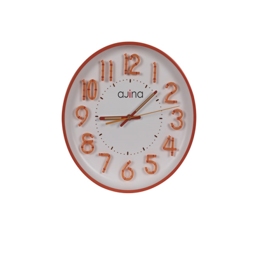 AJINA MAPLE DIGIT ROUND WALL CLOCK - ORANGE