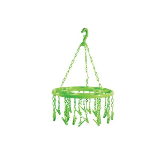 ROUND HANGER 12 CLIPS LIME GREEN