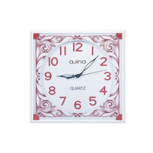 RFL  PANAMA WALL CLOCK WITH DIGIT SQUARE RED
